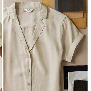 Beige Short Sleeve Button-Up Shirt